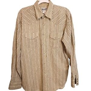 Vintage Wrangler Pearl Snap sz L Cowboy Shirt floral stripe western wear rodeo